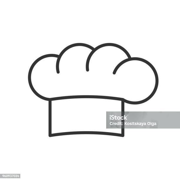 Black Isolated Outline Icon Of Hat Of Chef On White Background Line Icon Of Cook Cap Stock Illustration - Download Image Now