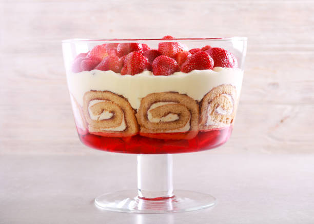 Layered sweet dessert trifle cake