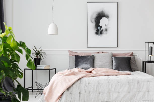 istock Pink blanket in feminine bedroom 960971646