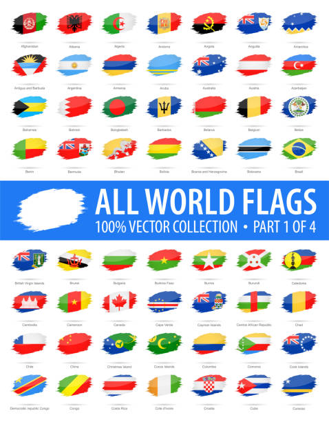 ilustrações, clipart, desenhos animados e ícones de mundial bandeiras - escova grunge lustroso icons vector - parte 1 de 4 - flag brazil brazilian flag dirty