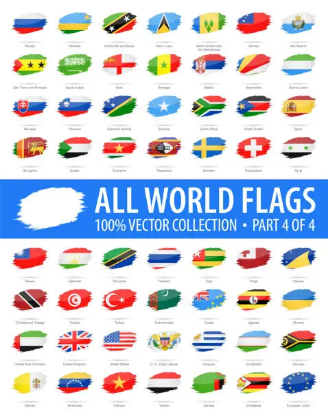 Vector illustration of World Flags - Vector Brush Grunge Glossy Icons - Part 4 of 4