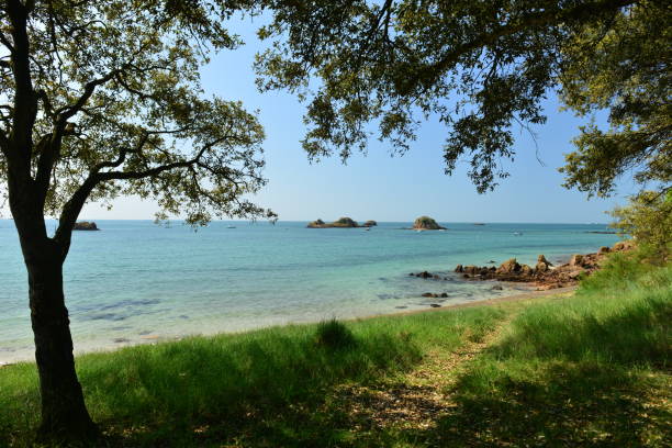 le hocq point, jersey, regno unito - le hocq tower foto e immagini stock