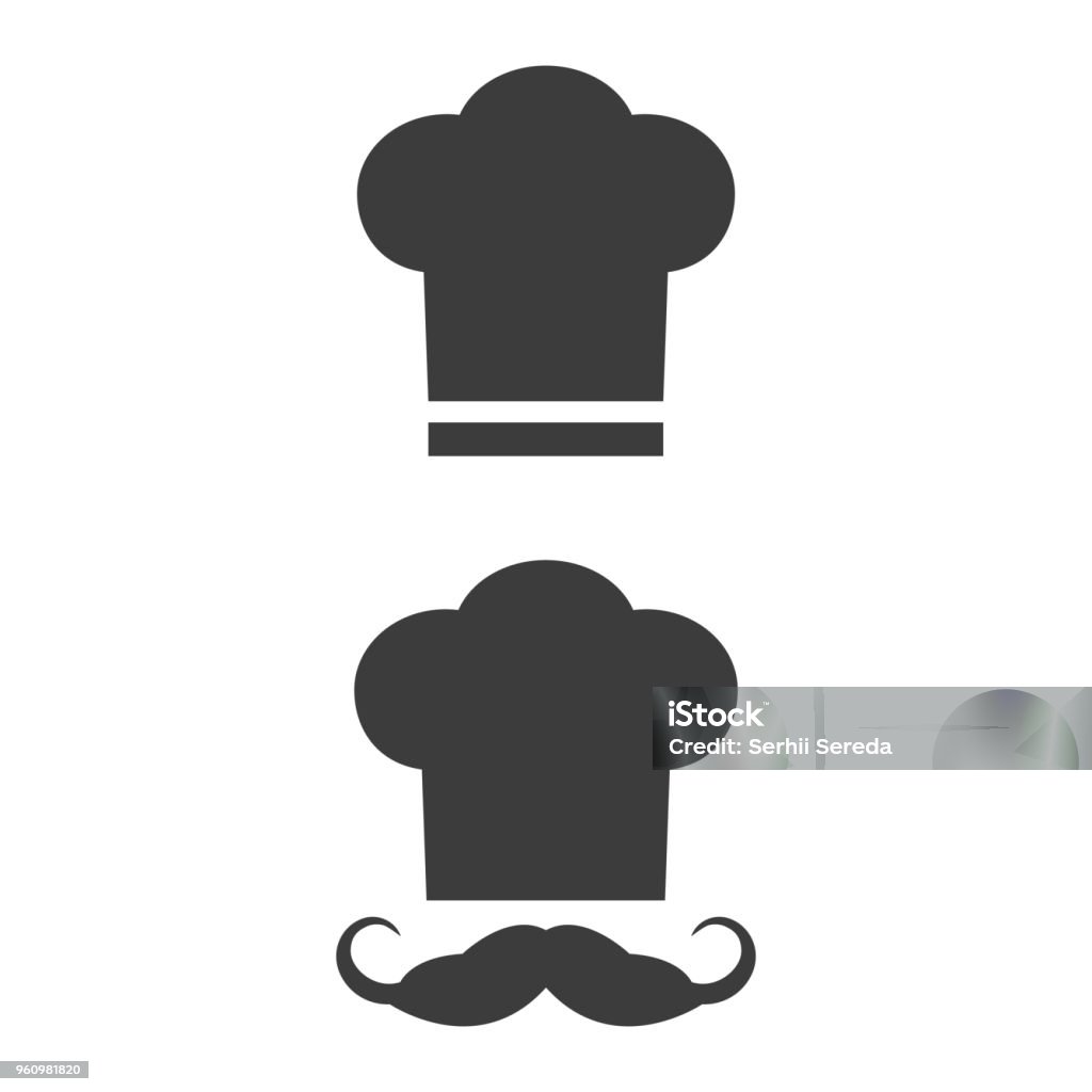 Chef icône sur fond blanc. - clipart vectoriel de Toque de cuisinier libre de droits