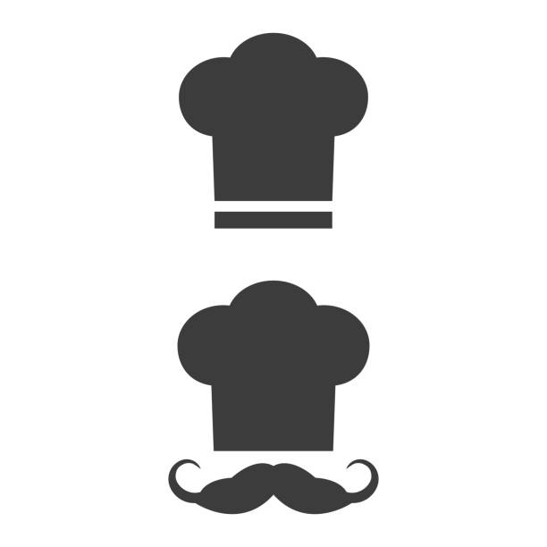 ilustrações, clipart, desenhos animados e ícones de ícone do chef sobre o fundo branco. - chef