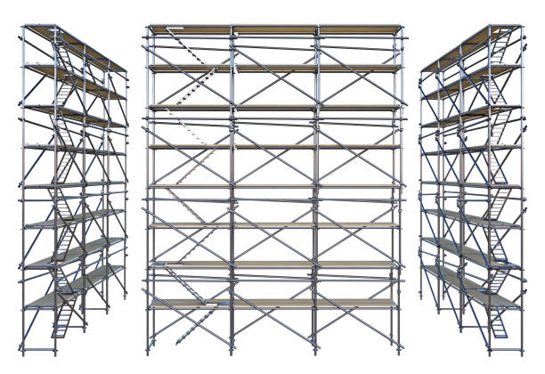 scaffolding isolated on white group scaffolding isolated on white. 3d rendering scaffolding stock pictures, royalty-free photos & images