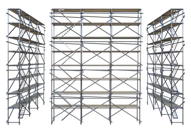 group scaffolding isolated on white. 3d rendering