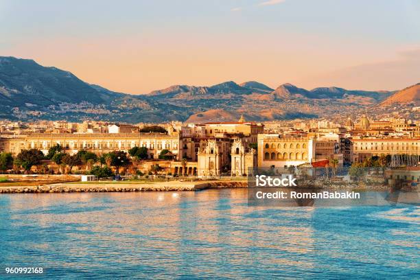 Sunrise At Mediterranian Sea Sicily Palermo Old City Stock Photo - Download Image Now