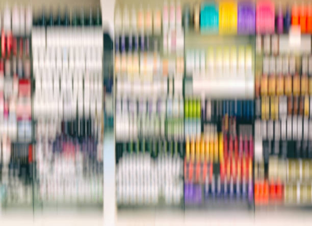 Abstract motion blur effect. Shopping mall as background, bokeh.