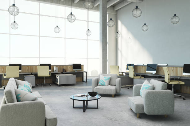 istock Contemporary concrete coworking interior 960995998