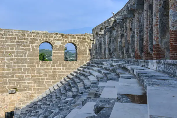 aspendos theater steps and walls