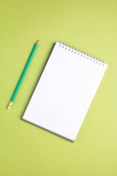 istock Blank notebook with pencil on green pastel background. Flat lay concept. Vertical orientation 961002460