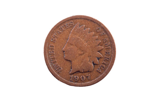 United States Indian Head Penny 1907 On White