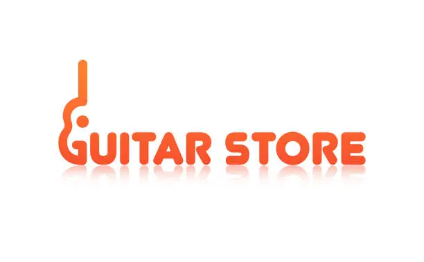 Vector illustration of Orange Logo of Guitar Store
