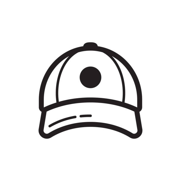 значок бейсболки. плоский дизайн стиля - cap hat baseball cap baseball stock illustrations