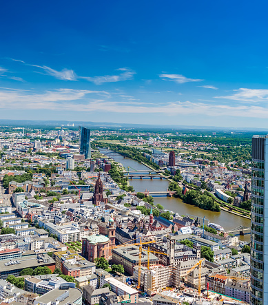 Aerial View of Frankfurt and Main River