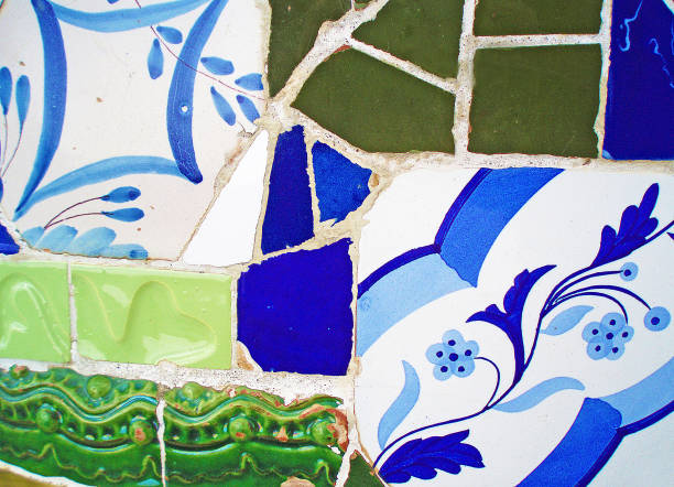 istock Blue and green mosaic in the Park Guell, Barcelona 961030890