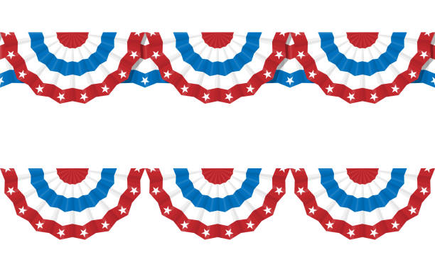 Bunting American flags for July 4. Vector Bunting American flags for July 4. Vector bunting stock illustrations