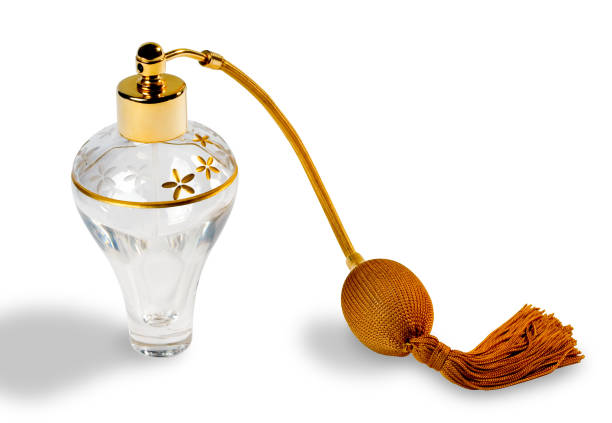istock Perfume bottle with spray isolated on white background. Clipping path. 961035978