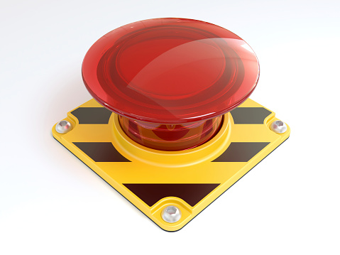 Digitally generated image of big red button.