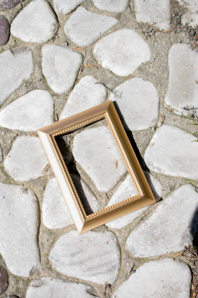 istock Blank wooden picture  frame on  background 961047550