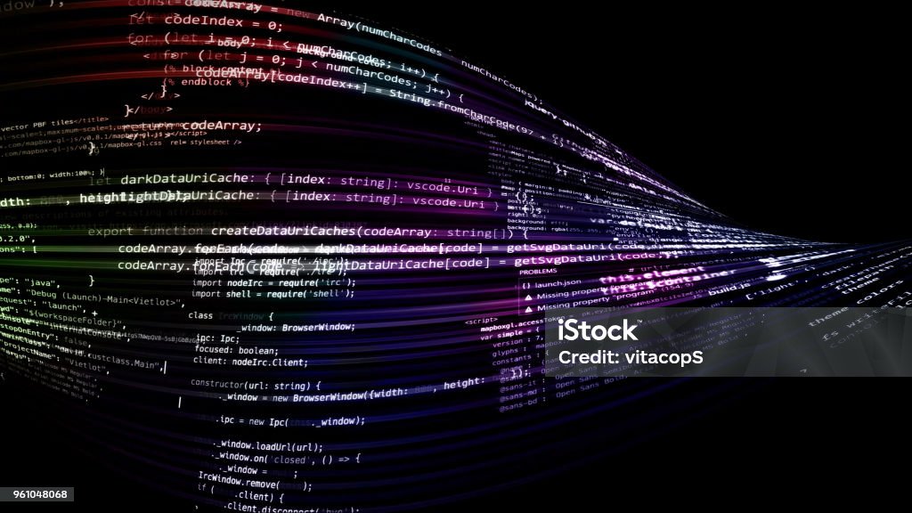 Coding 3d Abstract Symbols 3d Rendering Of Abstract Blocks Of Code Located In The Virtual Space ...