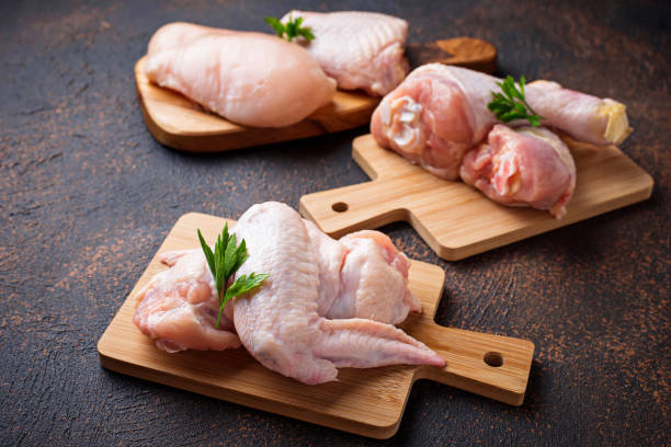 istock Raw chicken meat fillet, thigh, wings and legs 961048122