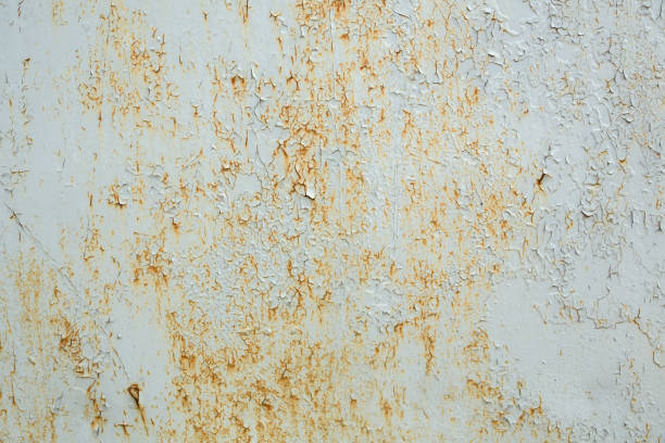 istock Texture of old cracked, peeling, shabby paint close-up. Background 961049238