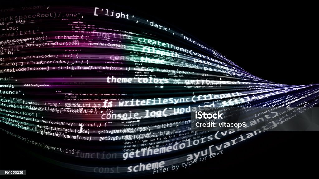 Coding 3d Abstract Symbols 3d Rendering Of Abstract Blocks Of Code Located In The Virtual Space ...