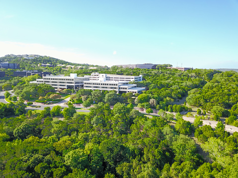 Top view tree lushes landscape of Hill Country near North Capital of Texas Highway in Austin, Texas, USA. Austin is the capital of Texas and an excellent green and balance ecological city