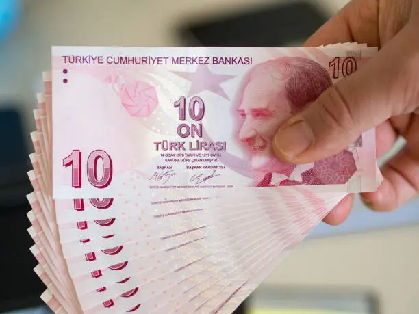 Photo of turkish ten liras banknote