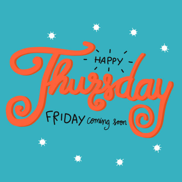 Happy Thursday Friday coming soon word doodle vector illustration Happy Thursday Friday coming soon word doodle vector illustration wednesday morning stock illustrations