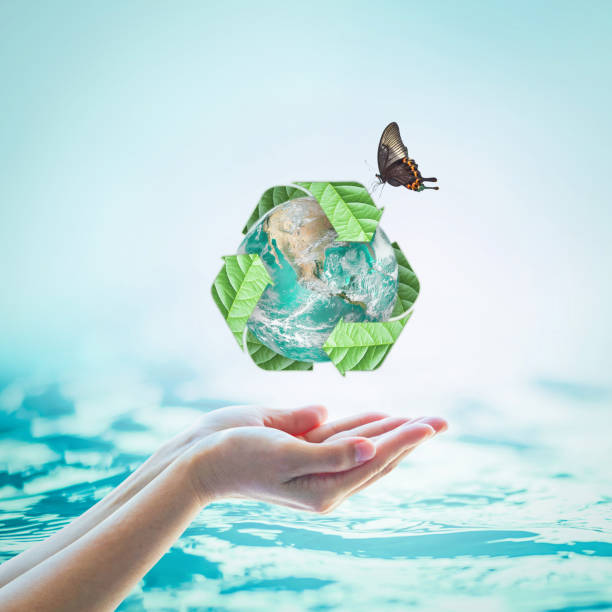 istock Waste water recycle, eco friendly and saving biological sustainability concept: Elements of this image furnished by NASA 961079078