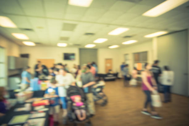istock Abstract blurred vendor event tables booth in Texas, USA 961088800