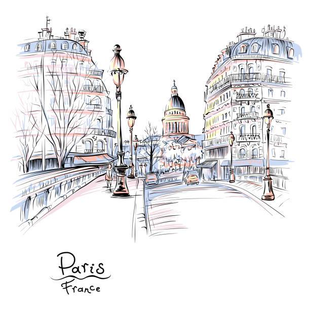 париж зимним утром, франция - pantheon paris paris france france europe stock illustrations