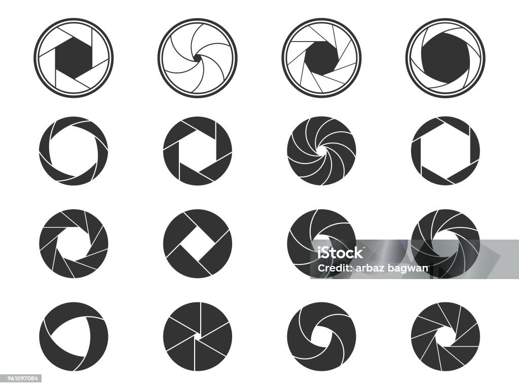 Shutter aperture icons Vector graphic artwork Camera - Photographic Equipment stock vector