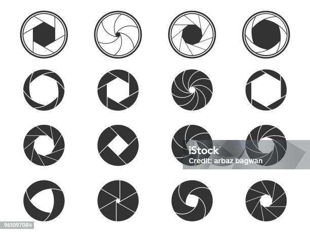 Shutter Aperture Icons Stock Illustration - Download Image Now - Camera - Photographic Equipment, Shutter, Aperture
