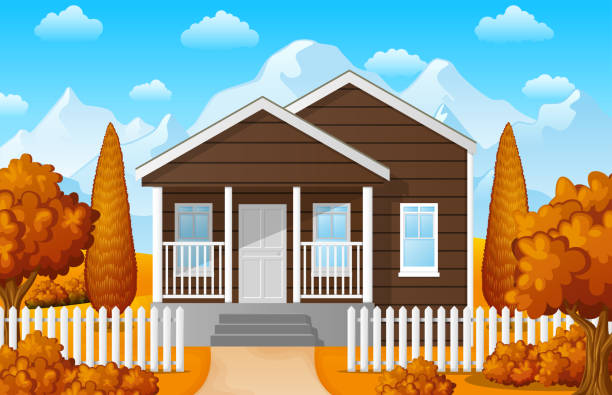 House door front with doorstep and steps porch Vector Image