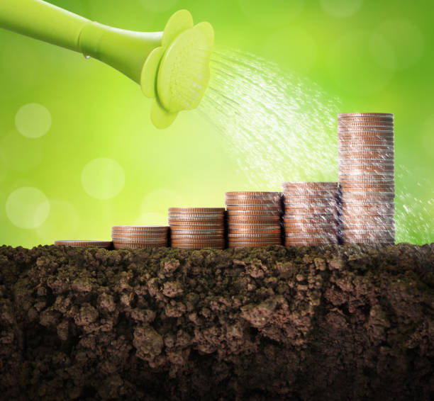 istock Coins graph stock market 961125762