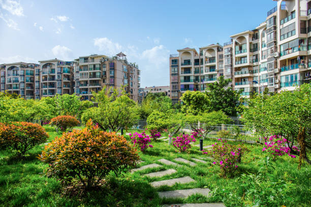 istock Modern residential area, public garden 961139596