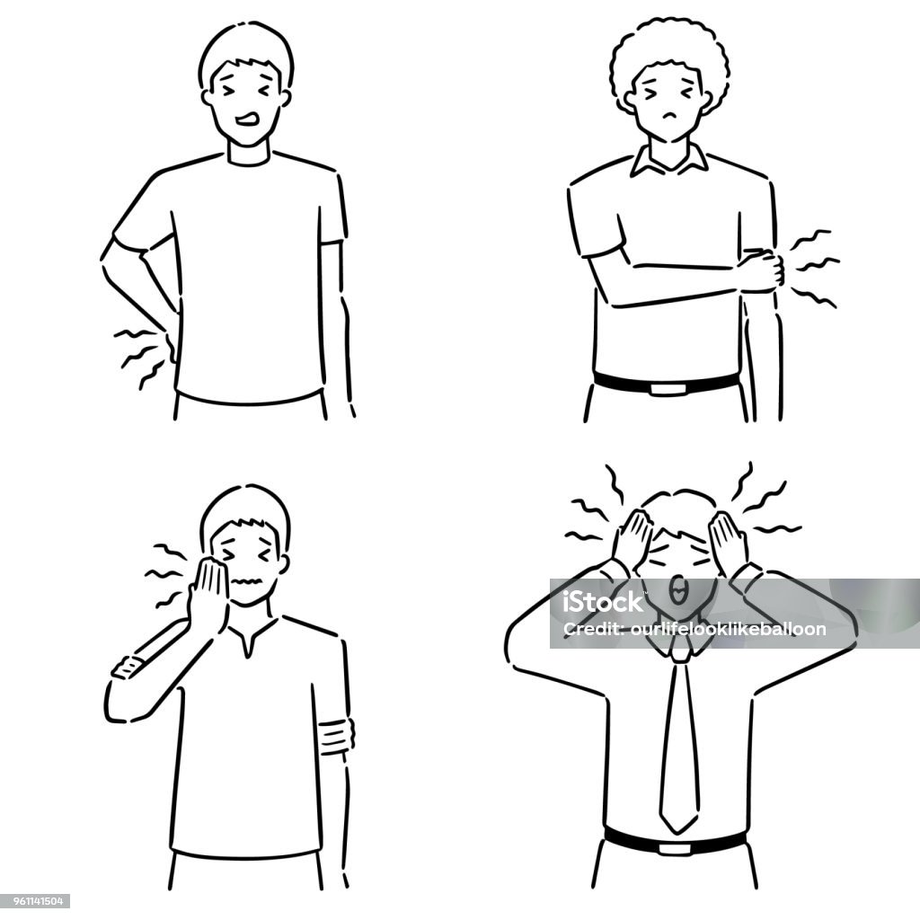 pain people vector set of pain people Drawing - Activity stock vector