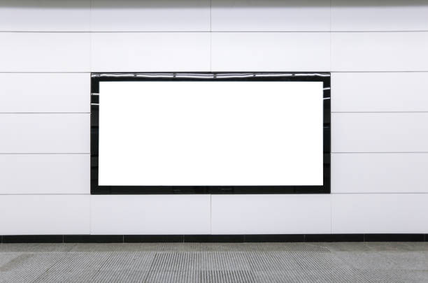 istock Blank advertisement window on subway and airport corridor corridor wall 961144530