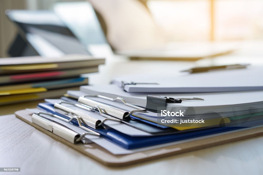 Businessman working reading documents graph financial to job succes Analyze document plans Document Stock Photo