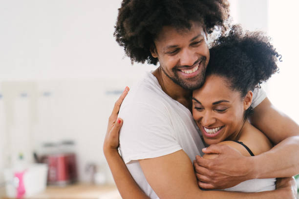 istock Young beautiful couple in the kitchen 961163284