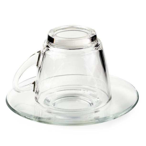 istock Empty glass cup of tea or coffee with handle isolated on white background 961166460