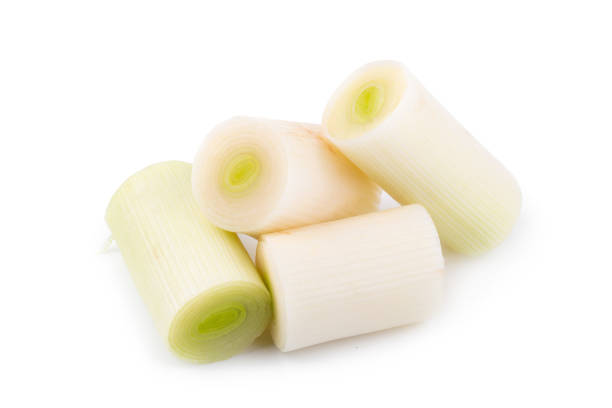 istock Fresh green leek chopped rings isolated on a white background 961166592