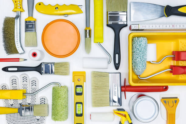 istock painting tools set and accessories on wooden background 961168310