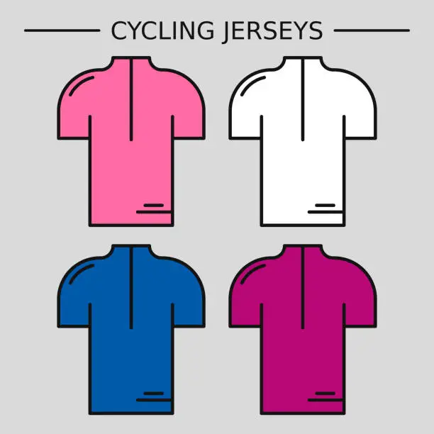 Vector illustration of Types of cycling jerseys