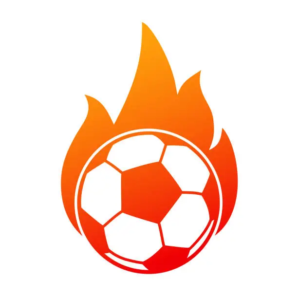 Vector illustration of Soccer ball in fire, football icon – stock vector