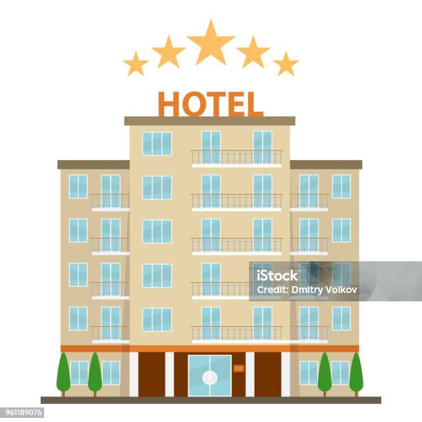 Hotel Hotel Pictogram Vijfsterren Hotel Op Een Witte Achtergrond Stockvectorkunst en meer beelden van Hotel