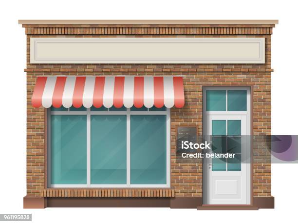 Brick Store Building Facade Stock Illustration - Download Image Now - Store, Facade, Cafe